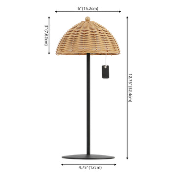 Tilly 12.75" Modern Coastal Indoor/Outdoor Wicker Shade Rechargeable/Cordless Dimmable Integrated LED Table Lamp